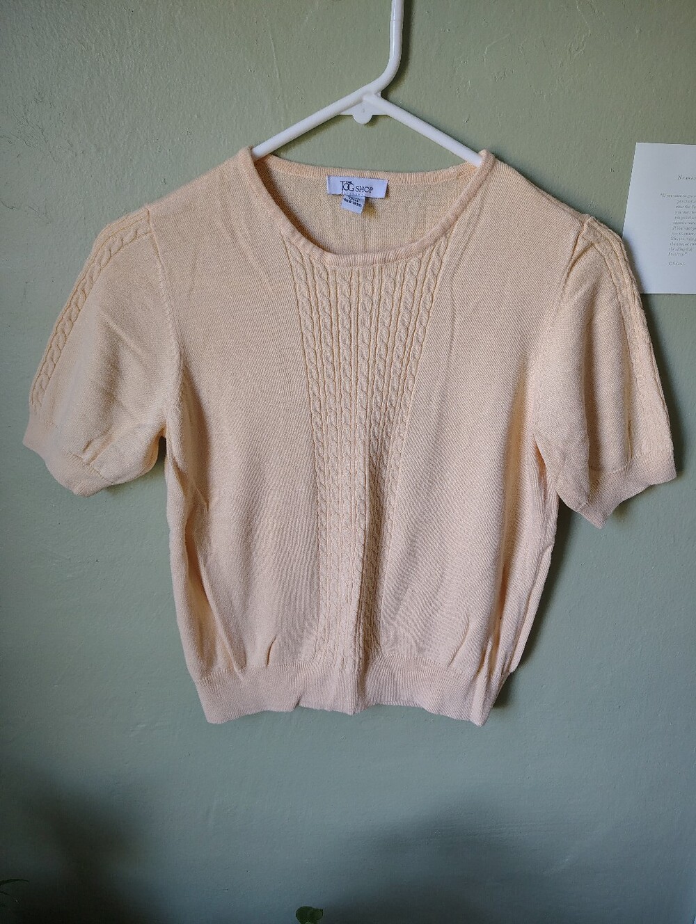 The Tog Shop Womens Petite Medium Yellow Knit Short Sleeve Sweater
